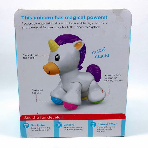 Fisher-Price Unicorn Clicker Pal Toy Rainbow White Ages 6 to 36 Months Brand New - Picture 6 of 8